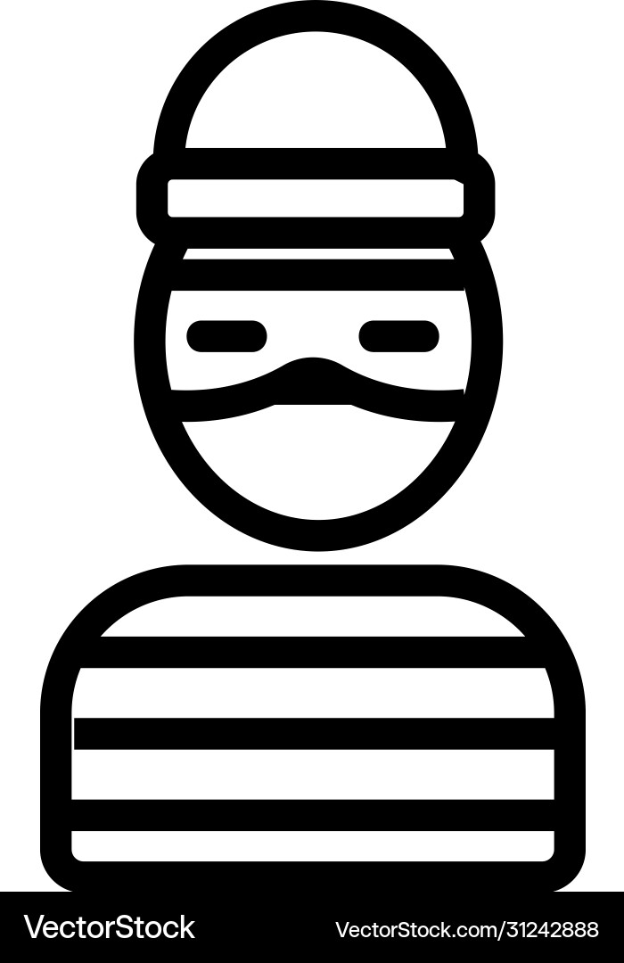 Computer hacker in prison icon outline vector image