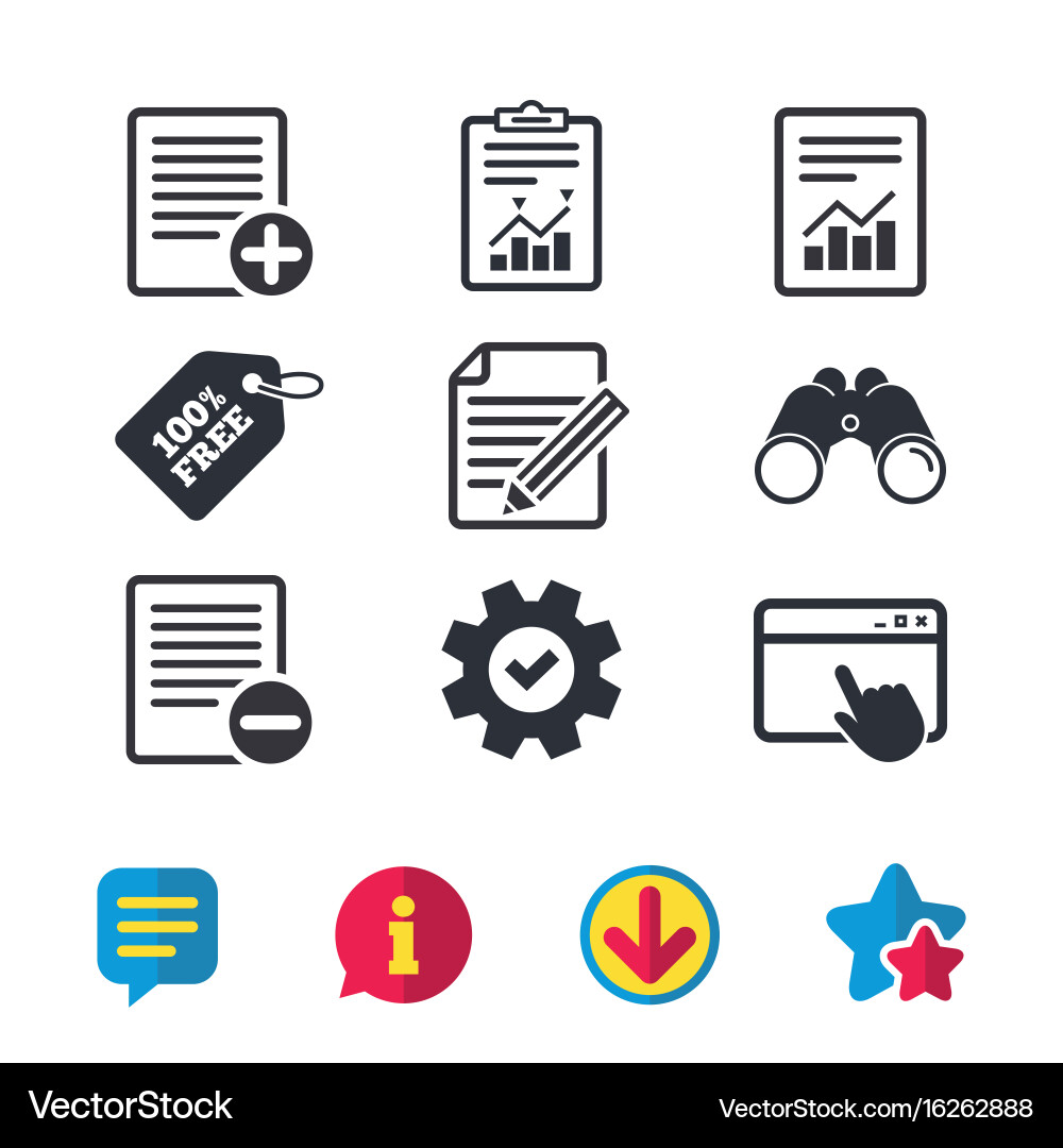 Document icons file with chart graph vector image