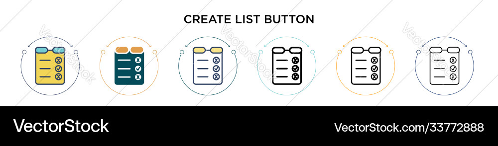 Erstellen Sie Listen-Button-Symbol in gefüllter dünner Linie Vektorbild