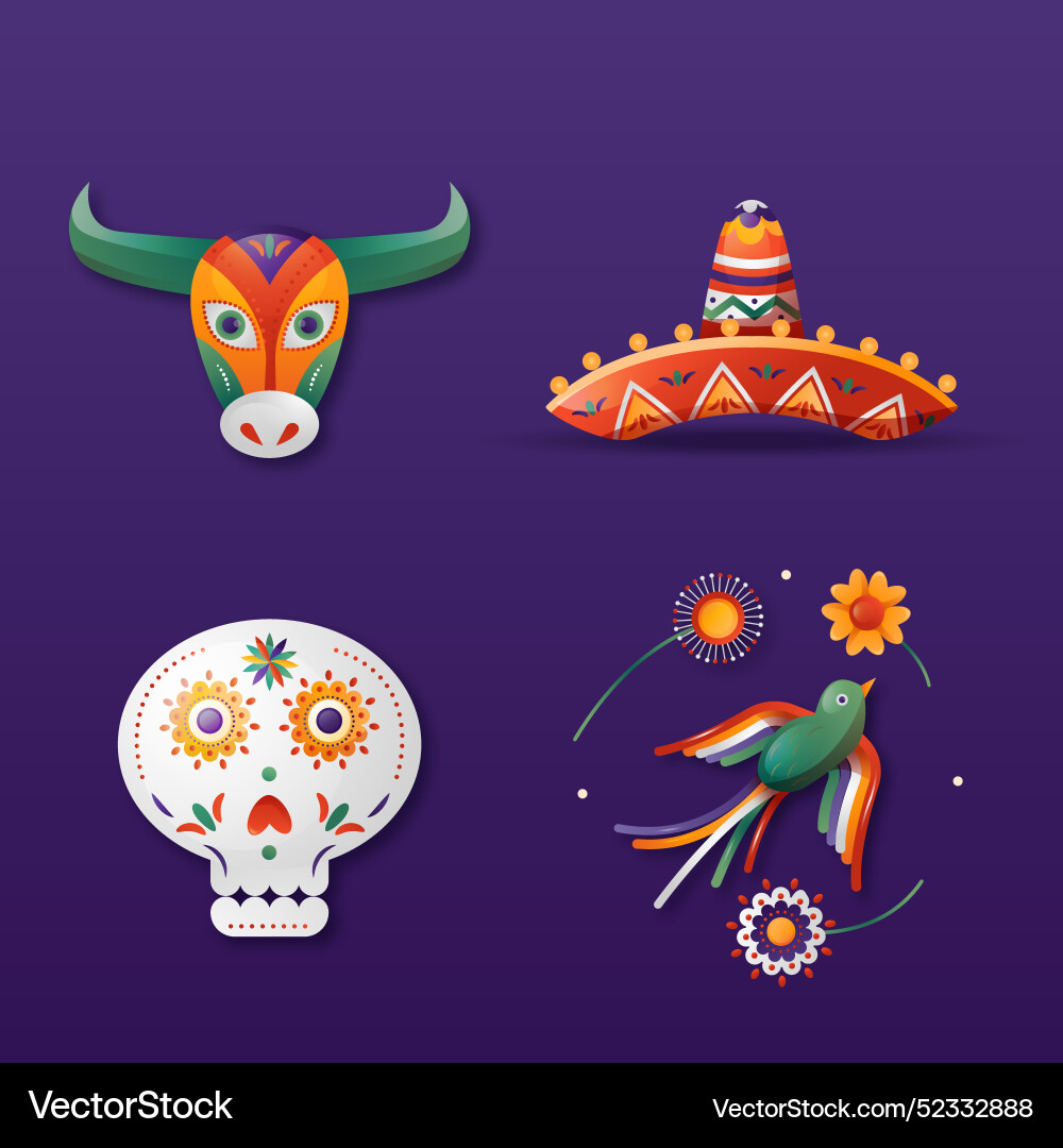 Gradient design elements collection for cinco de Vector Image