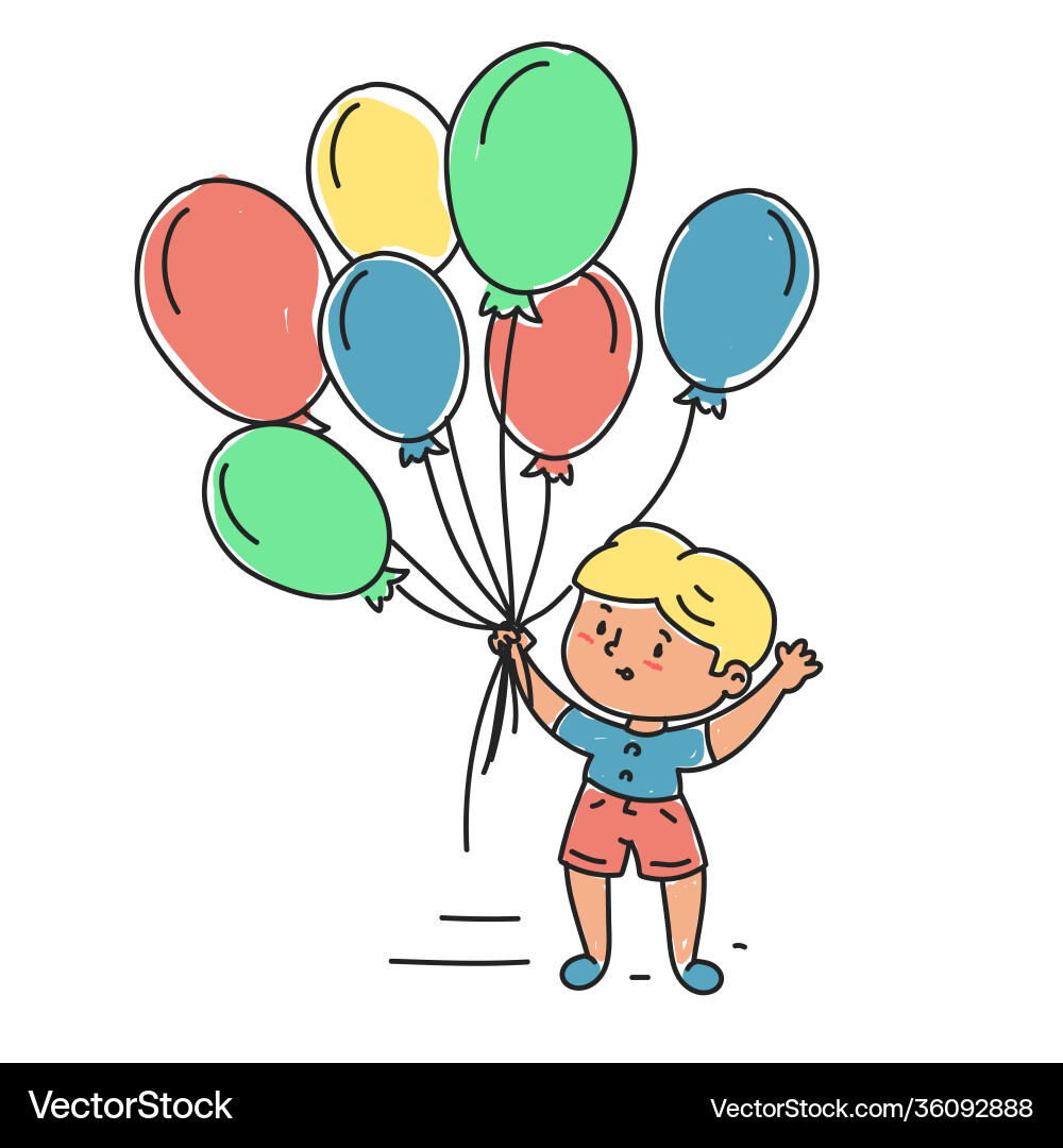 Happy little girl holding balloons isolated Happy little girl holding balloons isolated vector image