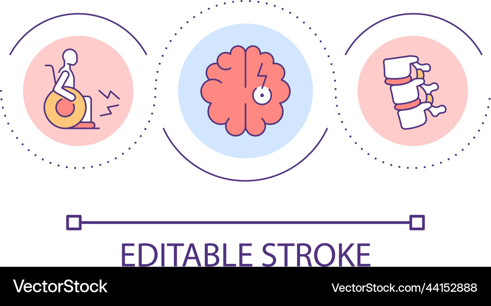 Injuries of brain and spine effect loop concept Injuries of brain and spine effect loop concept vector image