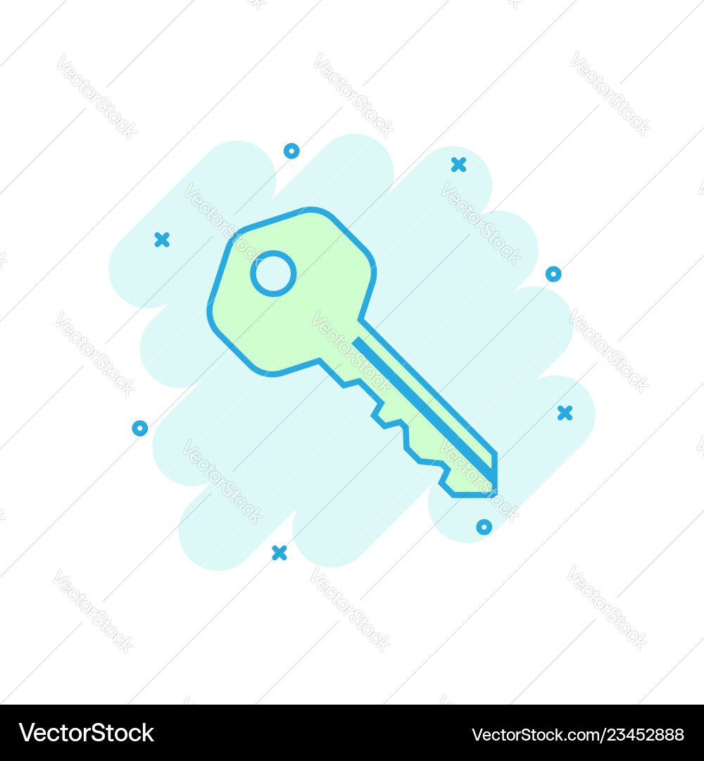 Key icon in comic style access login cartoon Vector Image