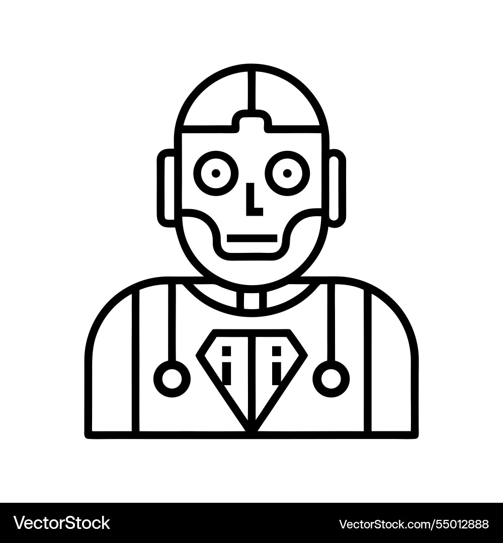 Minimalist robot line art icon for artificial Vector Image