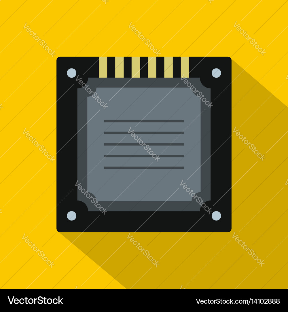Modern multicore cpu icon flat style Vector Image
