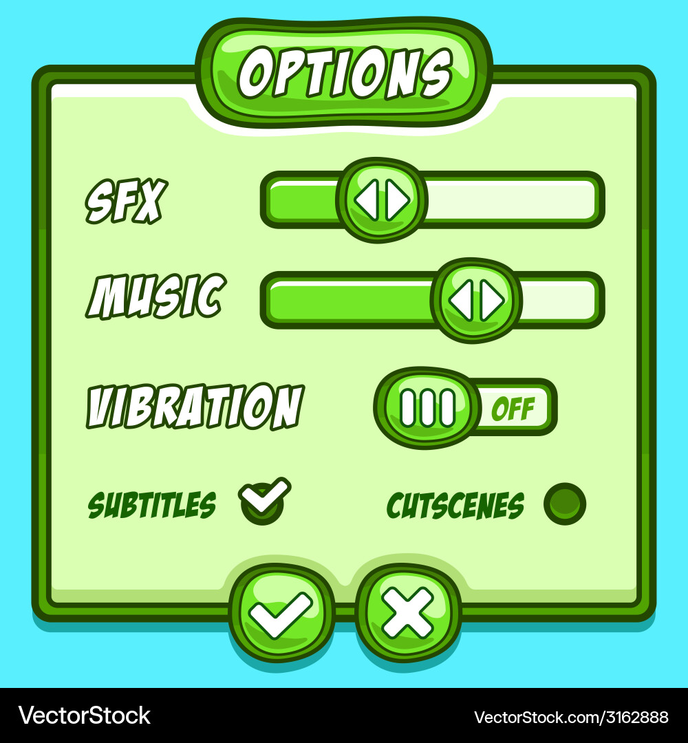 Option menu ice style game buttons Vector Image