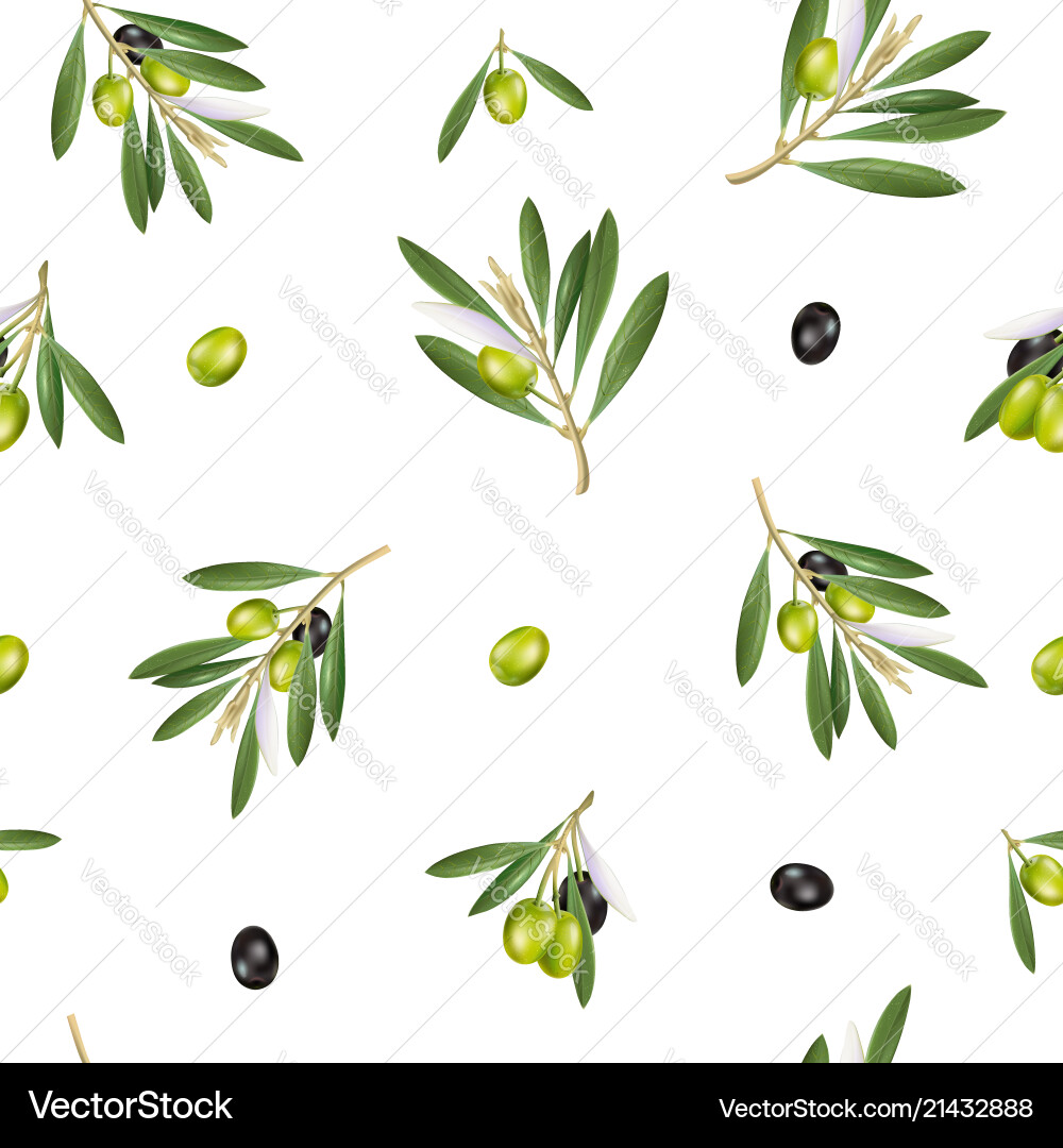 Seamless pattern with olive branch 3d objects Seamless pattern with olive branch 3d objects vector image