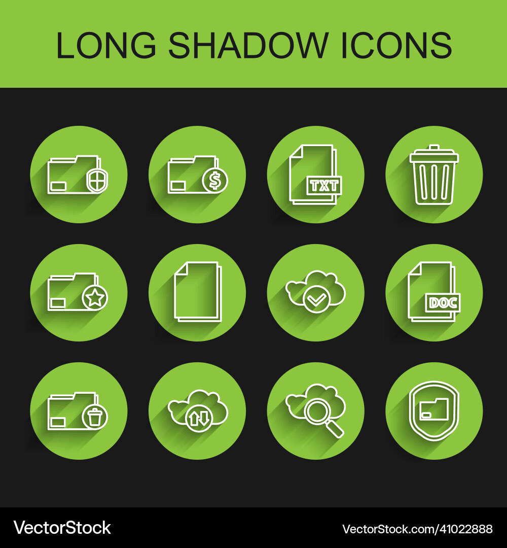 Set line delete folder cloud download and upload Vector Image