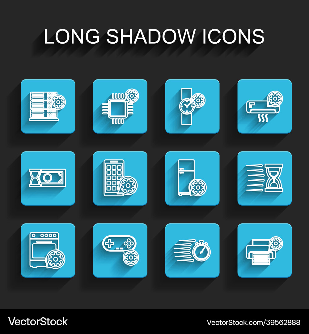 Set line oven setting gamepad server stopwatch Set line oven setting gamepad server stopwatch vector image