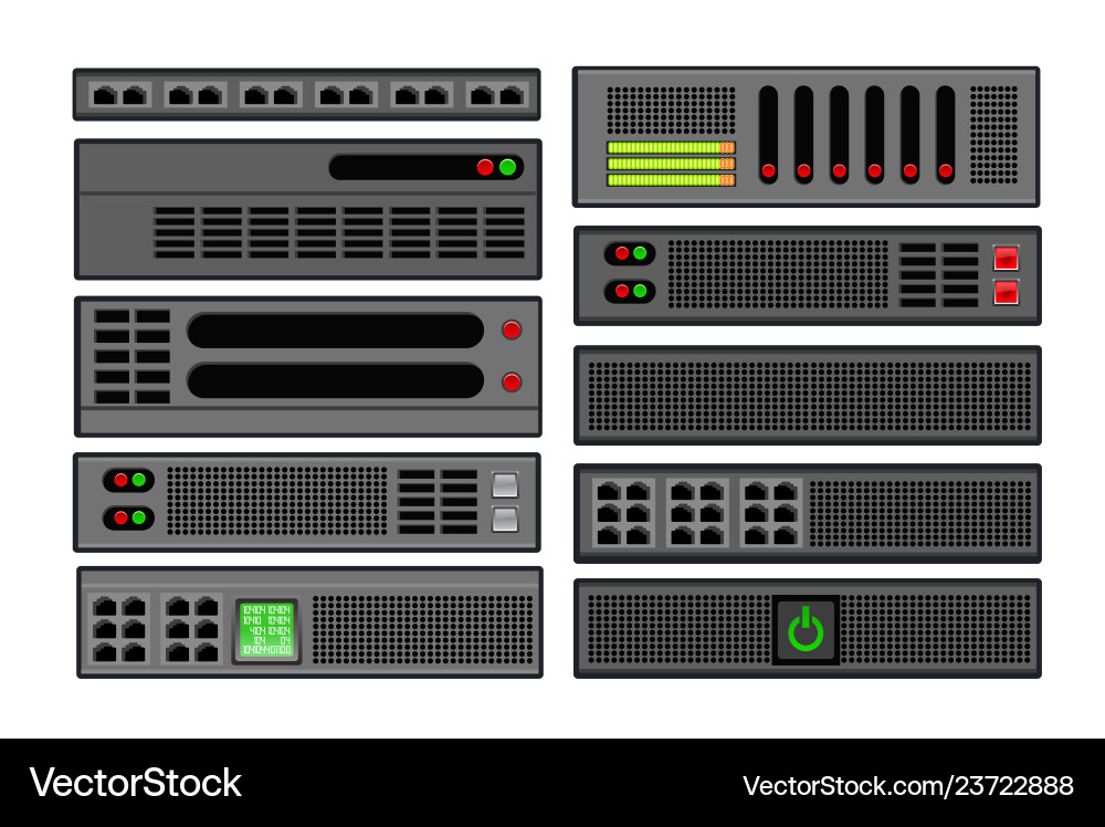 Set of computer server Set of computer server vector image