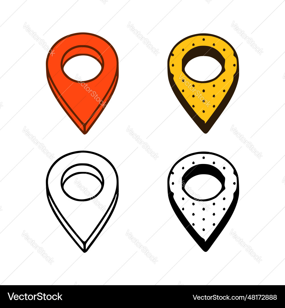 Set of location pins in different styles isolated vector image