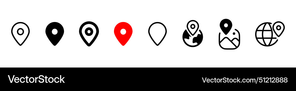 Set of map pointer line shapes thin design Set of map pointer line shapes thin design Vector Image