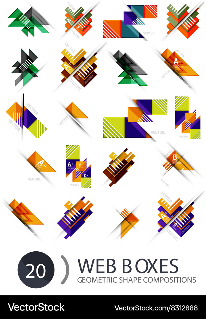 Set of web internet boxes with buttons and sample Vector Image