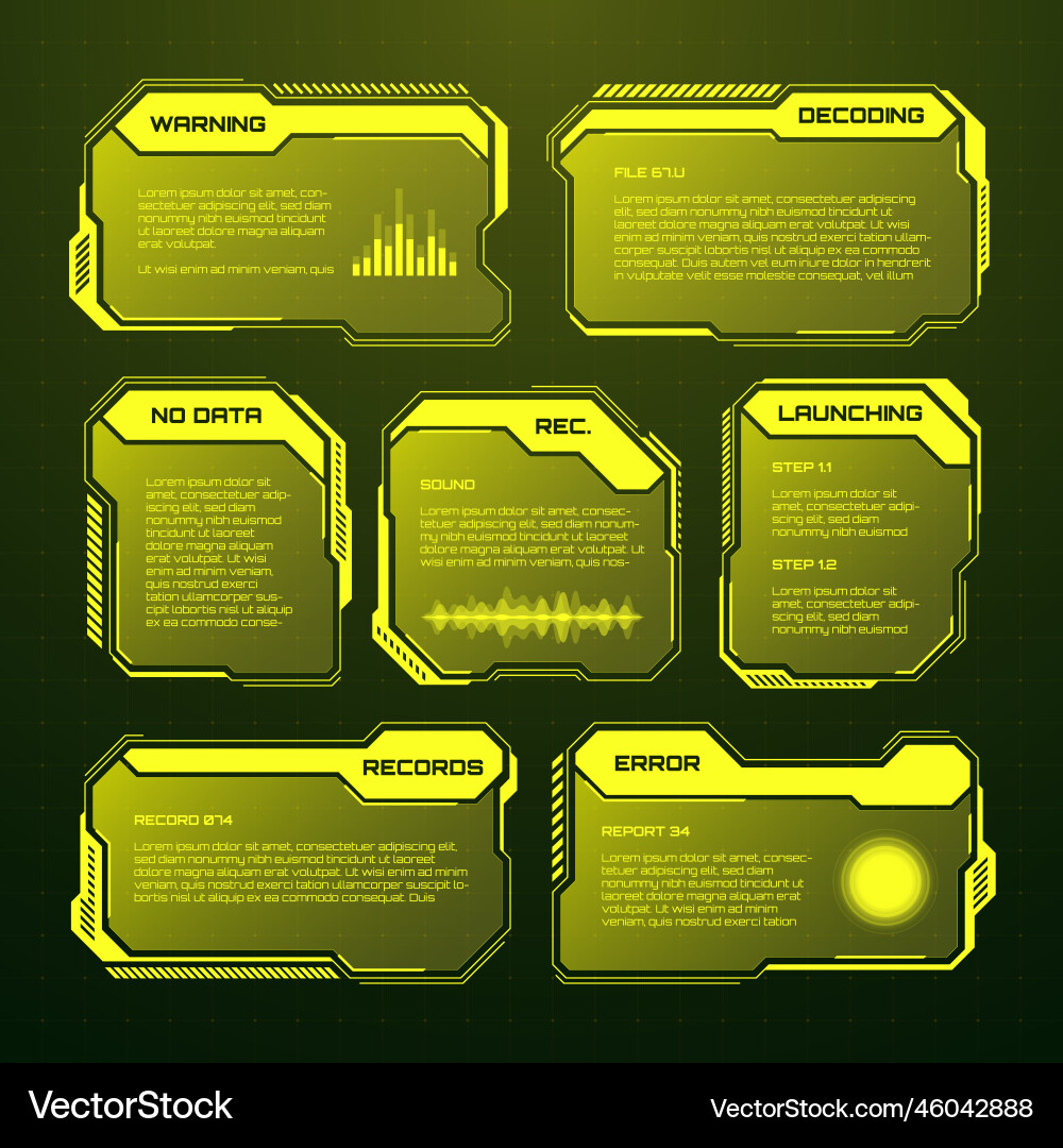 Yellow futuristic hud ui elements sci-fi user Yellow futuristic hud ui elements sci-fi user vector image