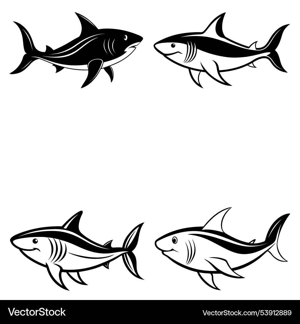3d rendering of dynamic shark silhouette line art Vector Image