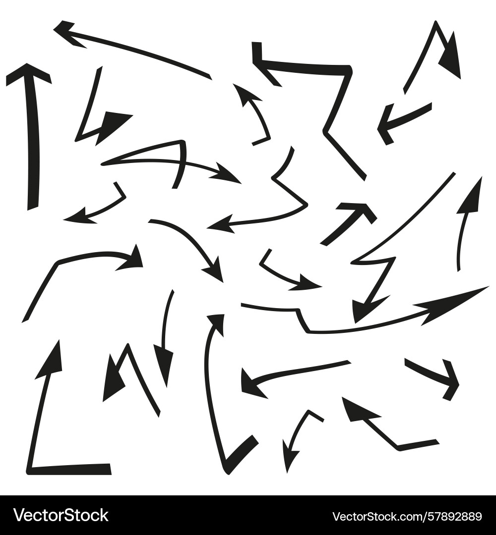 Assorted arrow shapes direction pointer set vector image