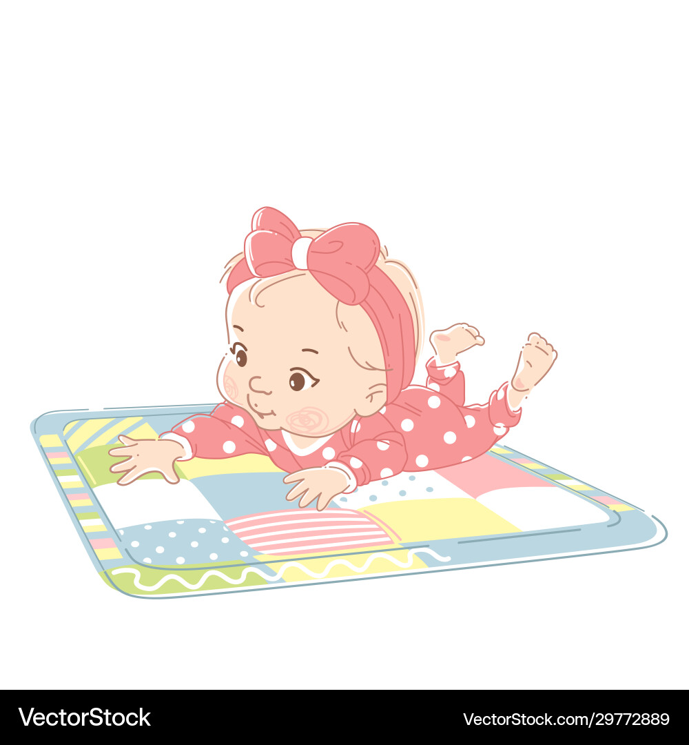 Baby Girl Laying on Stomach vector image