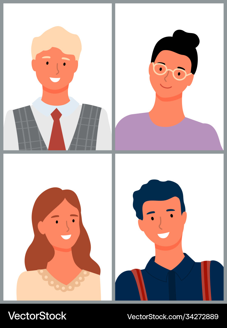 Cartoon people portrait view männlich weiblich Cartoon people portrait view männlich weiblich vektorbild