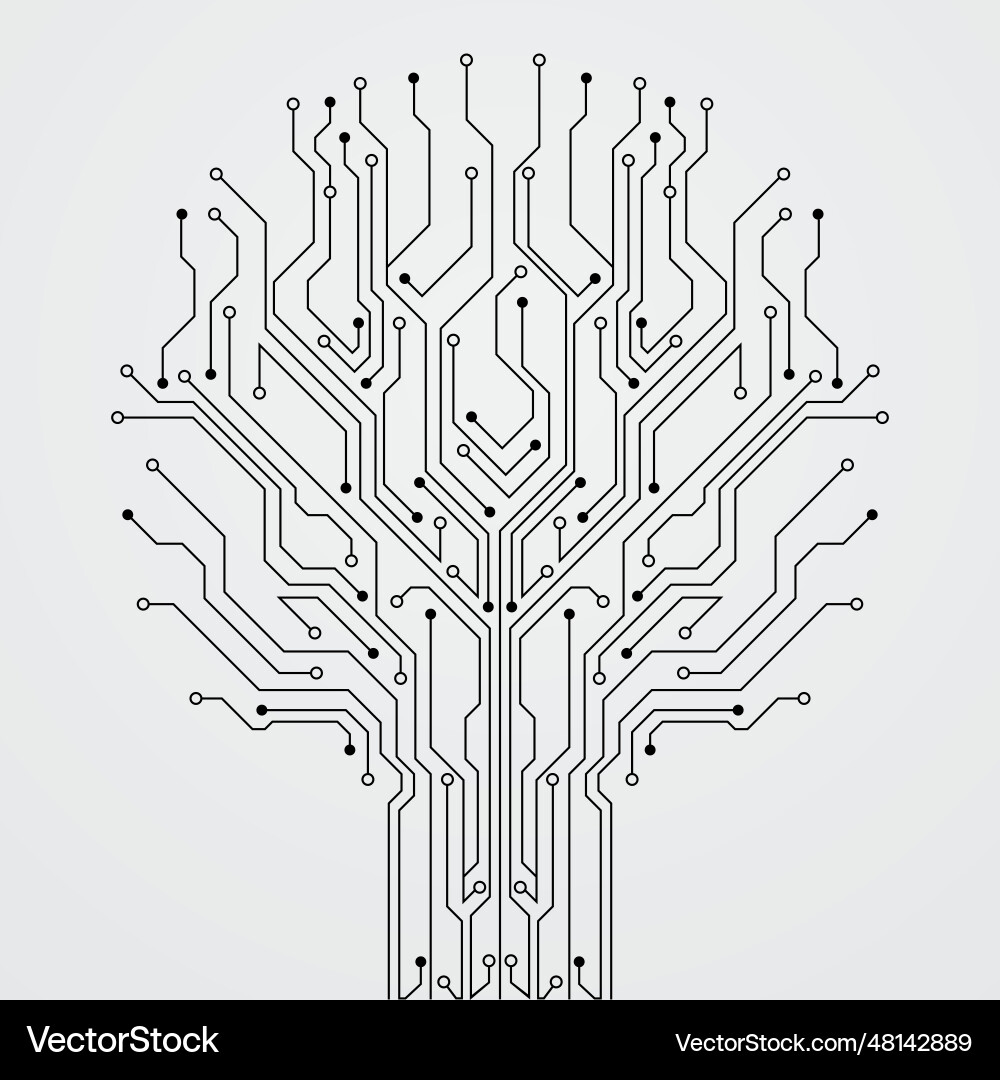 Circuit tree on gray background Circuit tree on gray background vector image