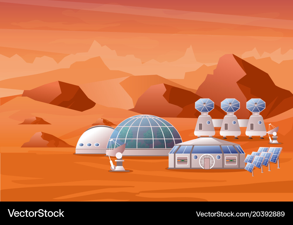 Concept of mars colonization vector image