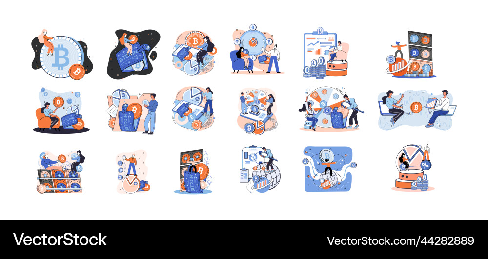 Cryptocurrency bitcoin mining metaphor blockchain Cryptocurrency bitcoin mining metaphor blockchain vector image