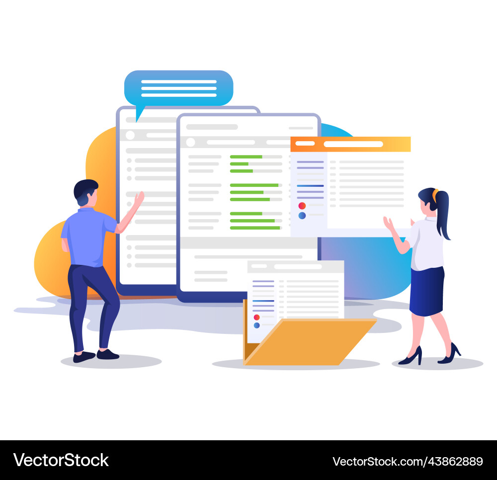 Data Reporting & Mobile Analysis Vector Image