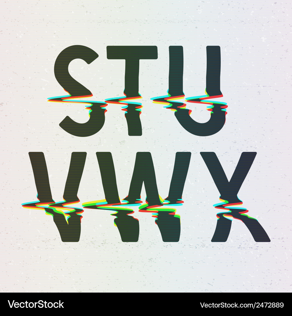Distorted Font: S to X - Retro Effect vector image