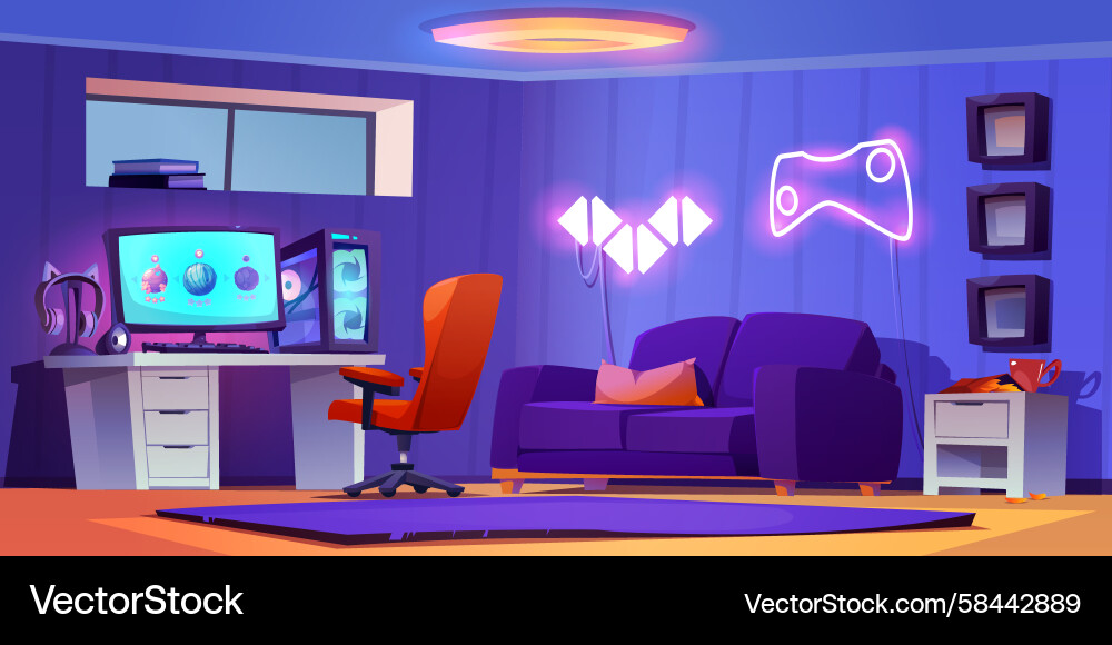 Gaming Room Setup Royalty Free Vector Image - VectorStock