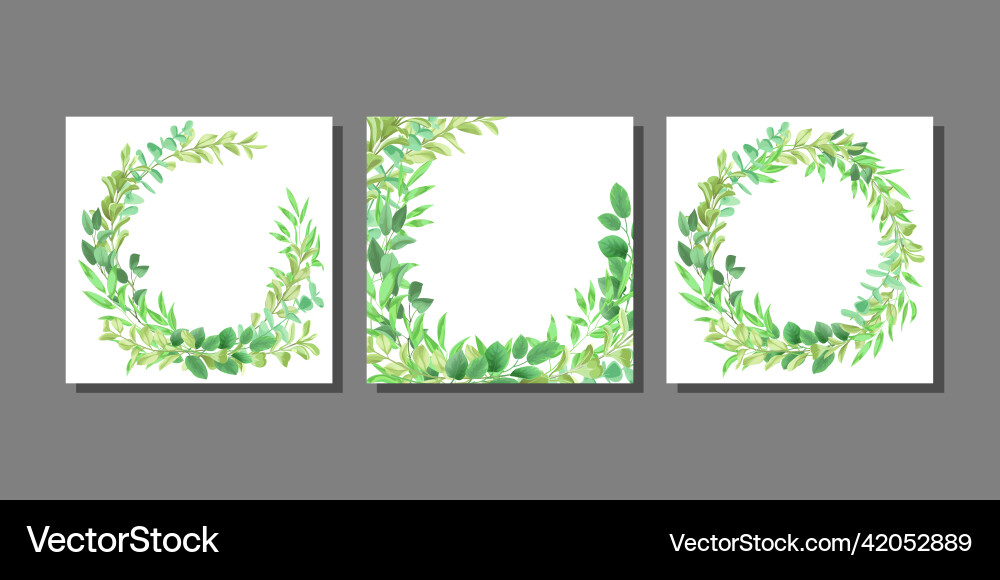 Greenery Frame Set - Botanical Leaves Vector Image