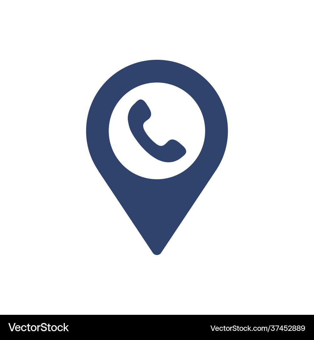 Map pointer with phone on white background Map pointer with phone on white background vector image