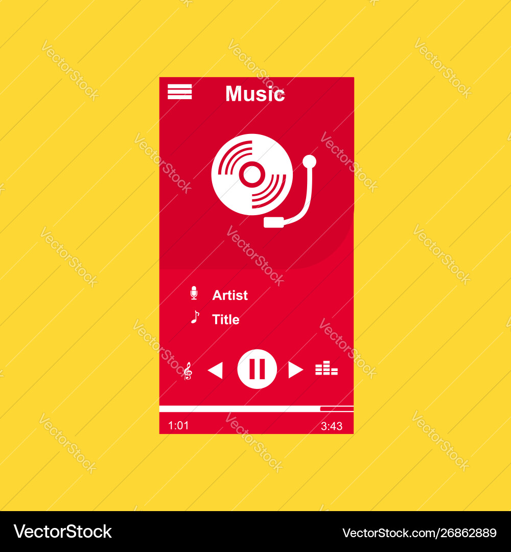 Media player application app template with flat Media player application app template with flat vector image