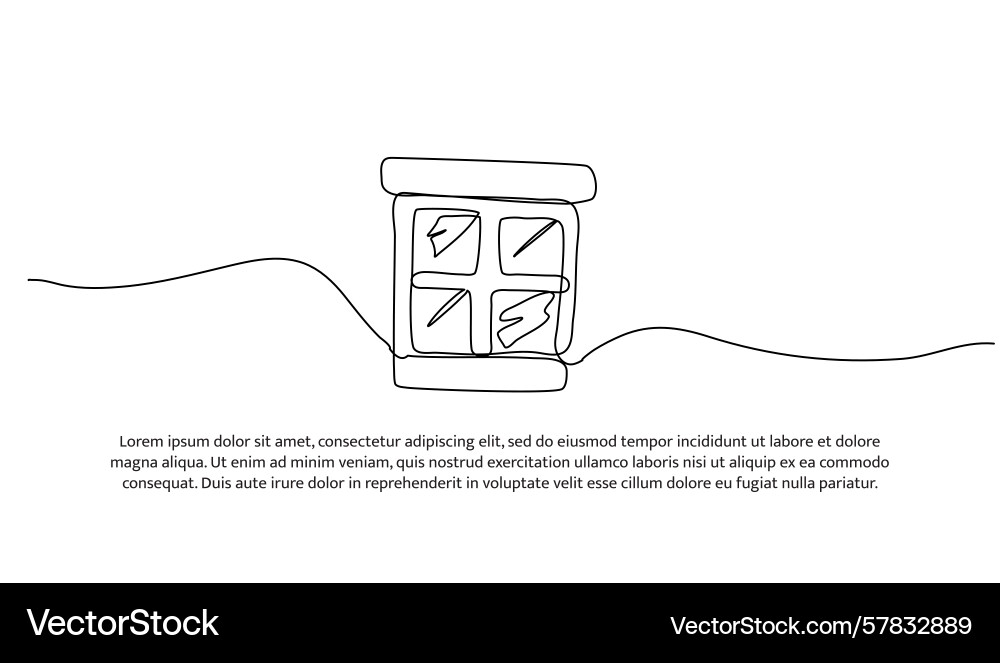 One line of window abstract minimal continuous One line of window abstract minimal continuous Vector Image