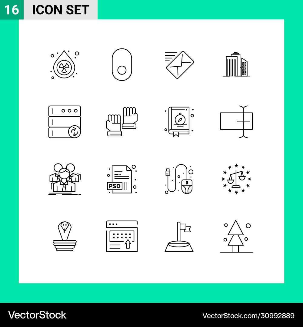 Pictograph set 16 simple outlines database Vector Image