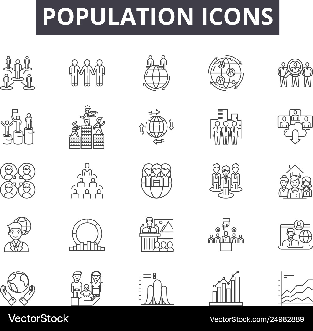 Population line icons signs set outline Population line icons signs set outline vector image