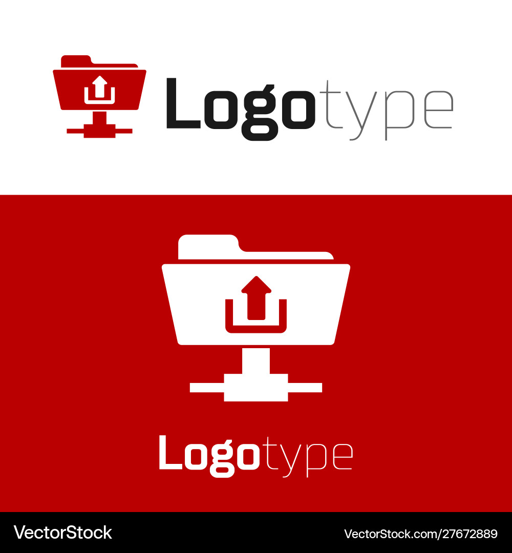 Red ftp folder upload icon isolated on white Red ftp folder upload icon isolated on white vector image