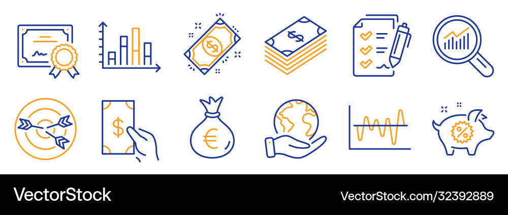 Set finance icons such as targeting data Set finance icons such as targeting data Vector Image