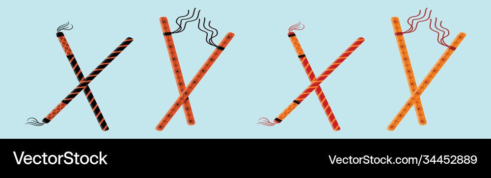 Set garba dancing sticks cartoon icon design Set garba dancing sticks cartoon icon design vector image