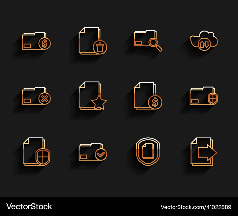 Set line document protection concept folder Set line document protection concept folder vector image