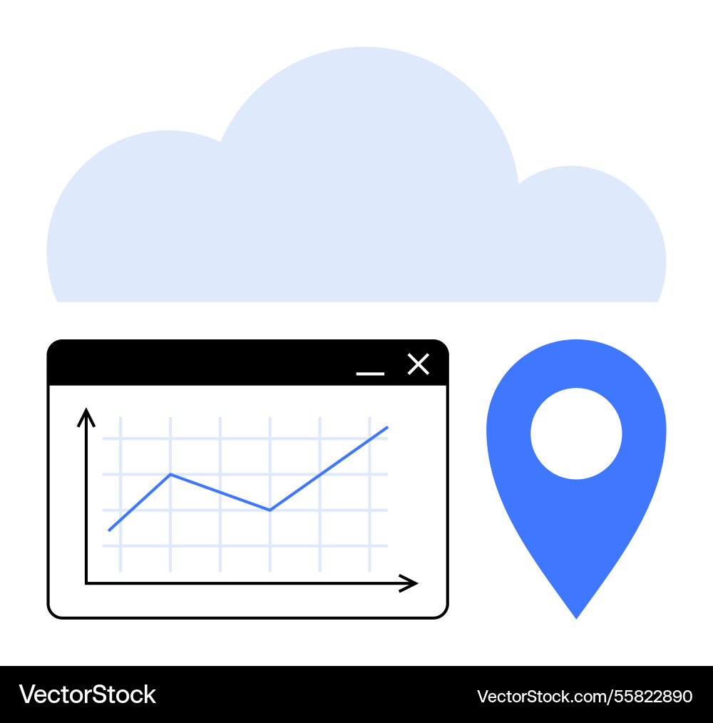 Cloud storage with data analytics and geolocation Cloud storage with data analytics and geolocation vector image