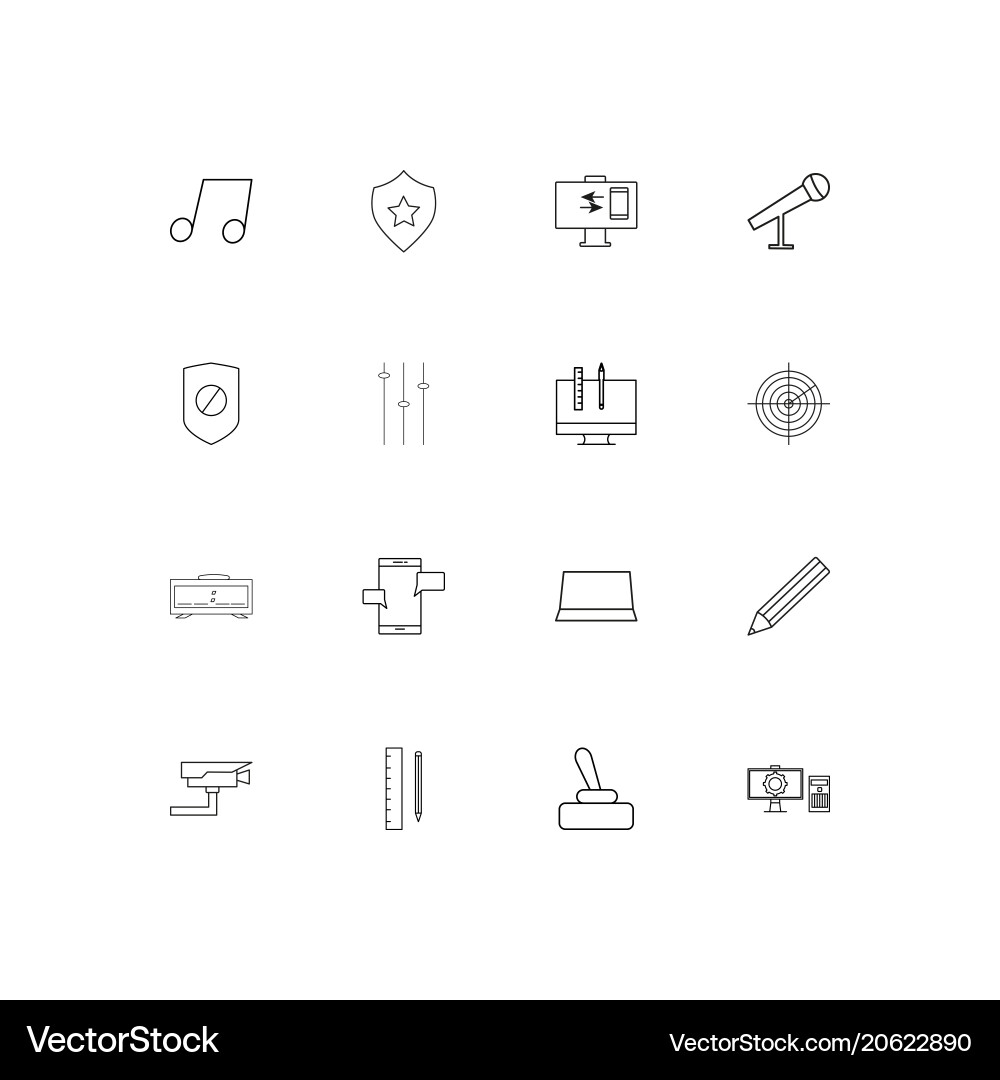 Devices simple linear icons set outlined vector image