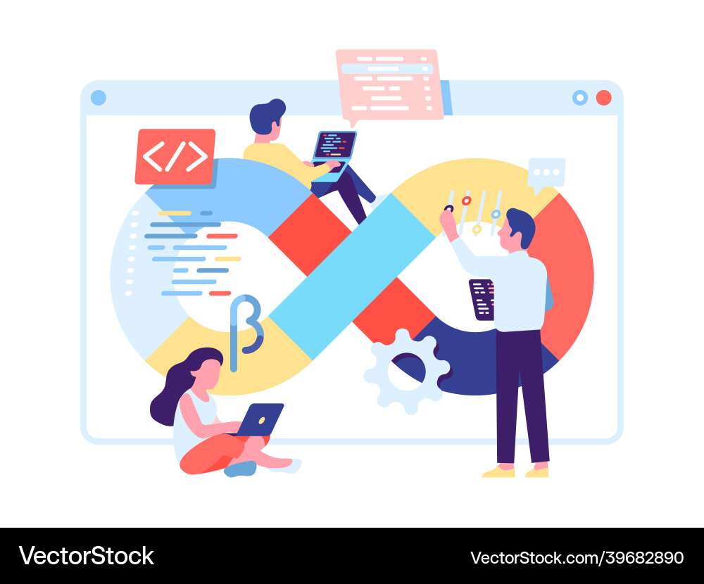 Devops engineers program product building Devops engineers program product building vector image