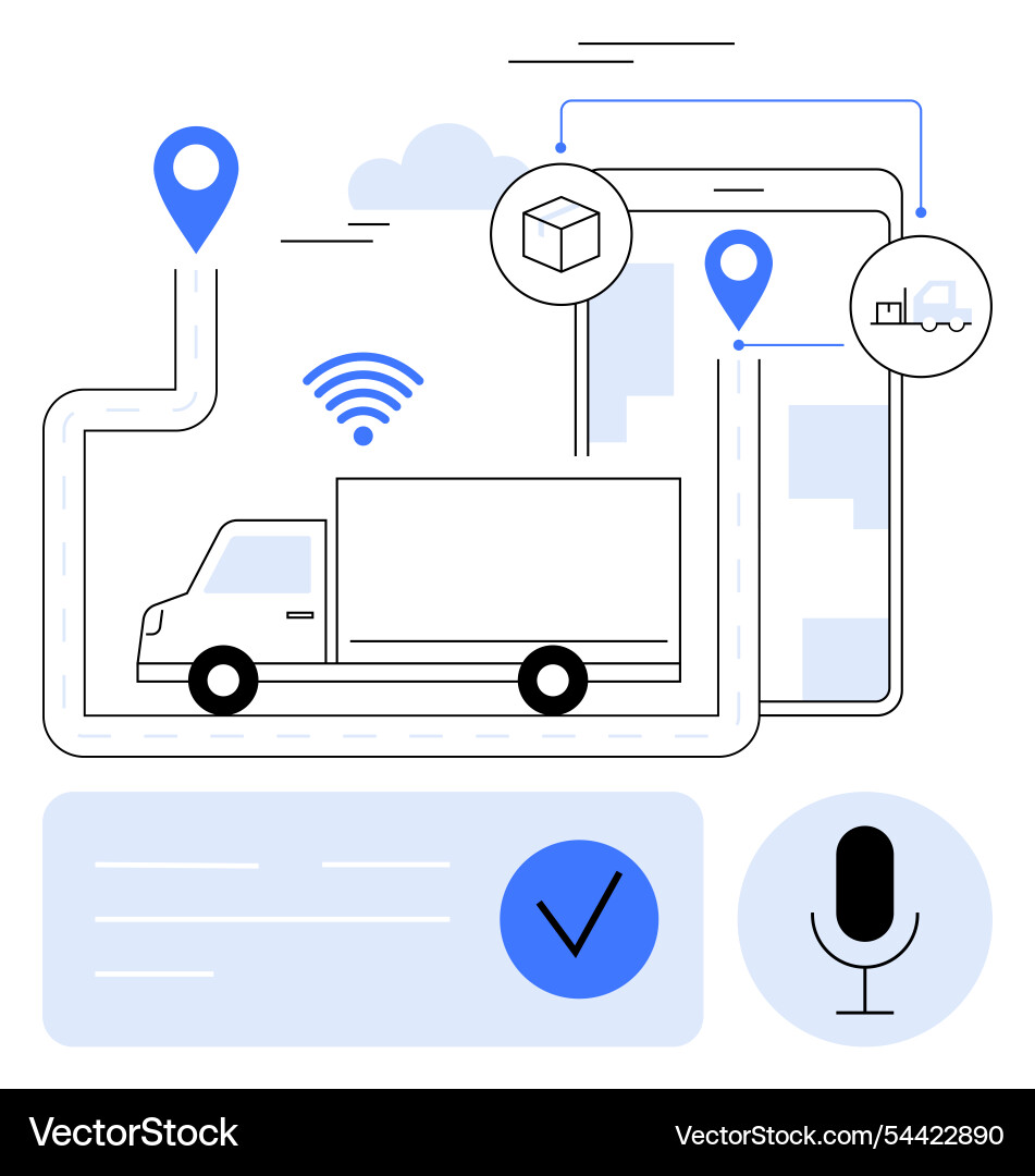 Digital fleet management concept with gps truck Vector Image