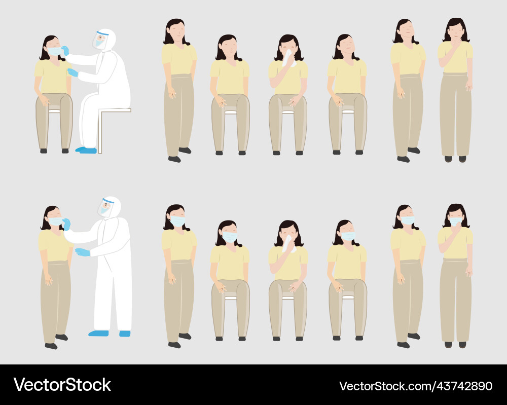 Doctor with ppe suit test coronavirus to young Doctor with ppe suit test coronavirus to young vector image