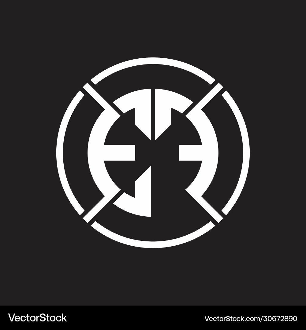 Ef logo monogram with four part circle slash vector image