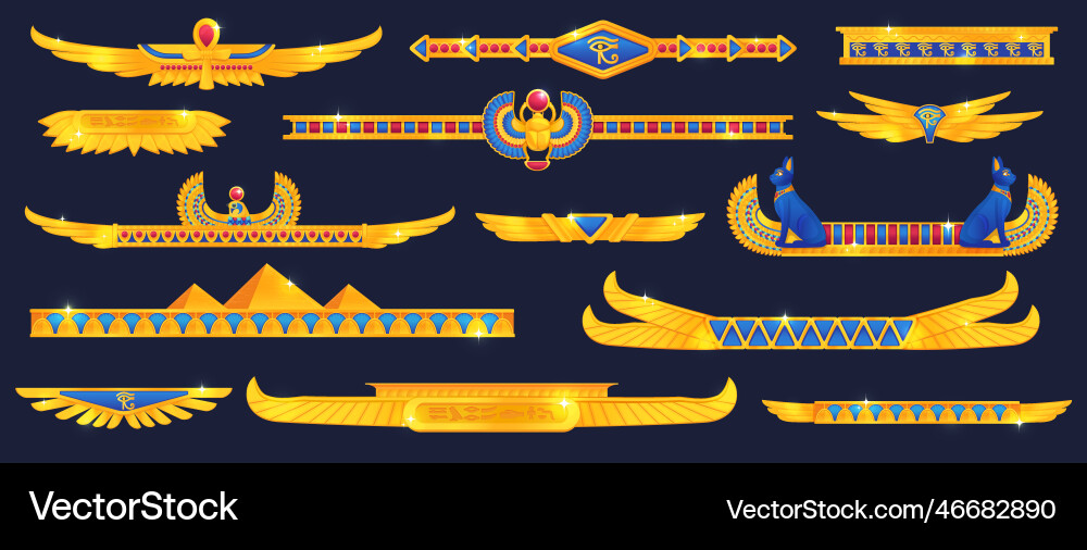 Egyptian game borders egypt gui dividers ancient Egyptian game borders egypt gui dividers ancient vector image