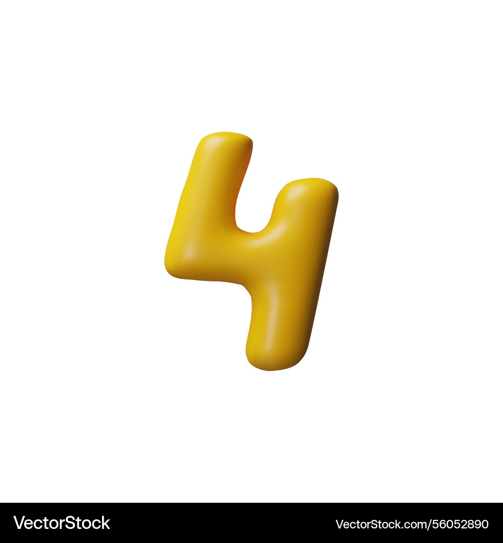 Glossy gelb Nummer vier 3d Icon Volumen Glossy gelb Nummer vier 3d Icon Volumen vektorbild