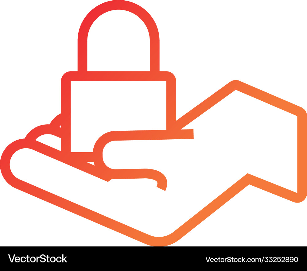 Hand lifting safe padlock data security gradient Vector Image