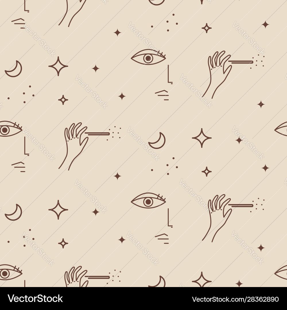 Minimal style seamless pattern with hands wand vector image