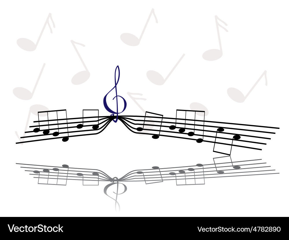 Notes and treble clef vector image