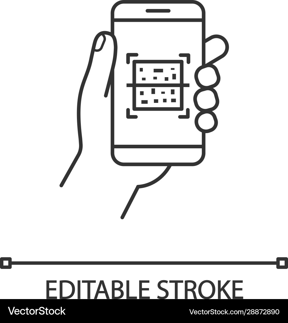 Qr code smartphone scanner linear icon Qr code smartphone scanner linear icon vector image
